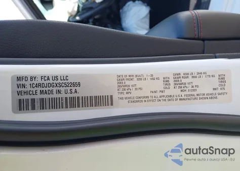 2025 Dodge Durango Gt Awd from USA, damaged, VIN 1C4RDJDGXSC522659